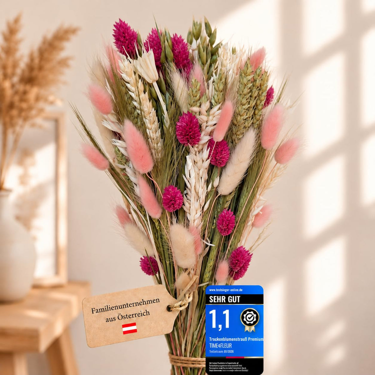 Pink Whisper Trockenblumenstrauß – Bild 6