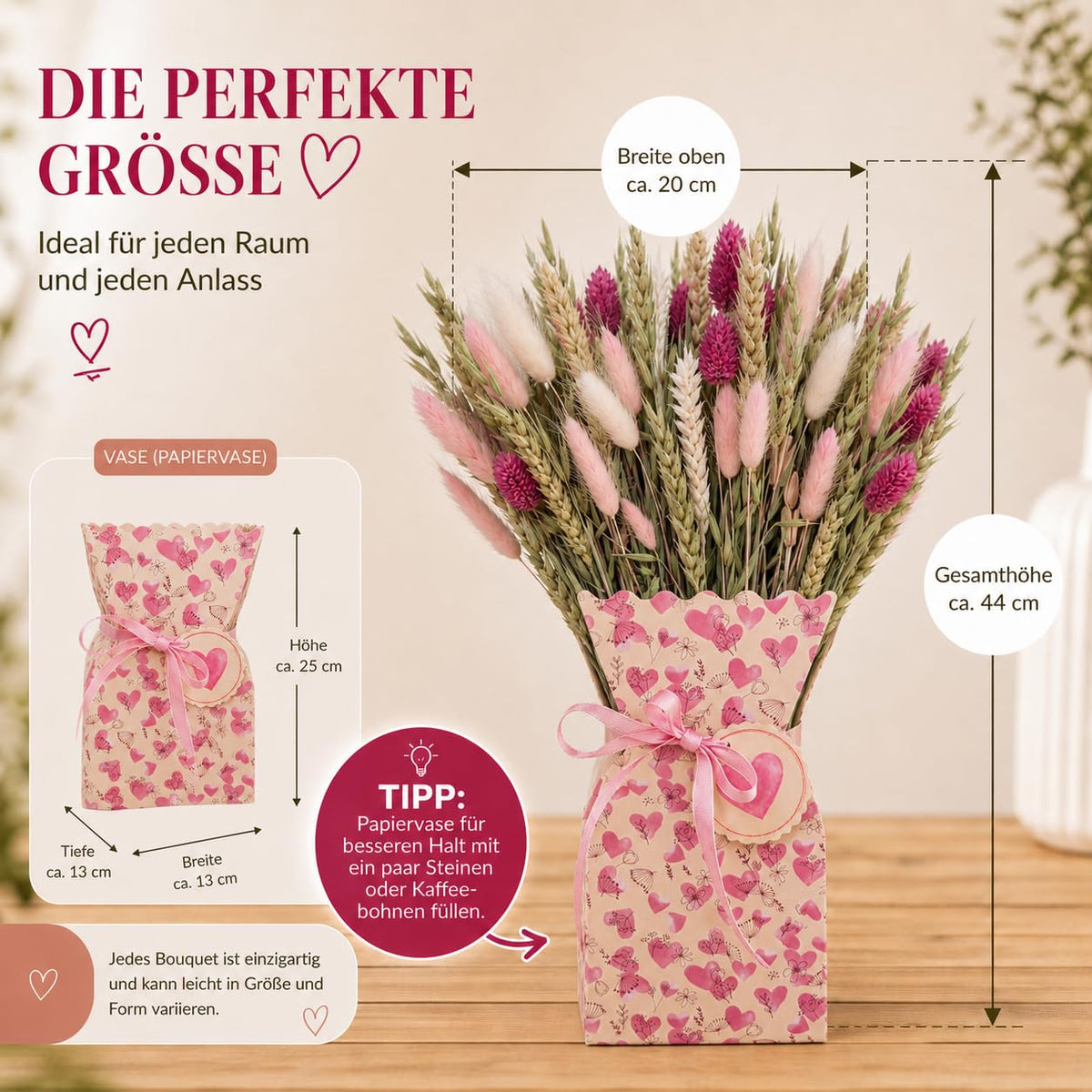 Trockenblumen Geschenkset mit Papiervase – Bild 7