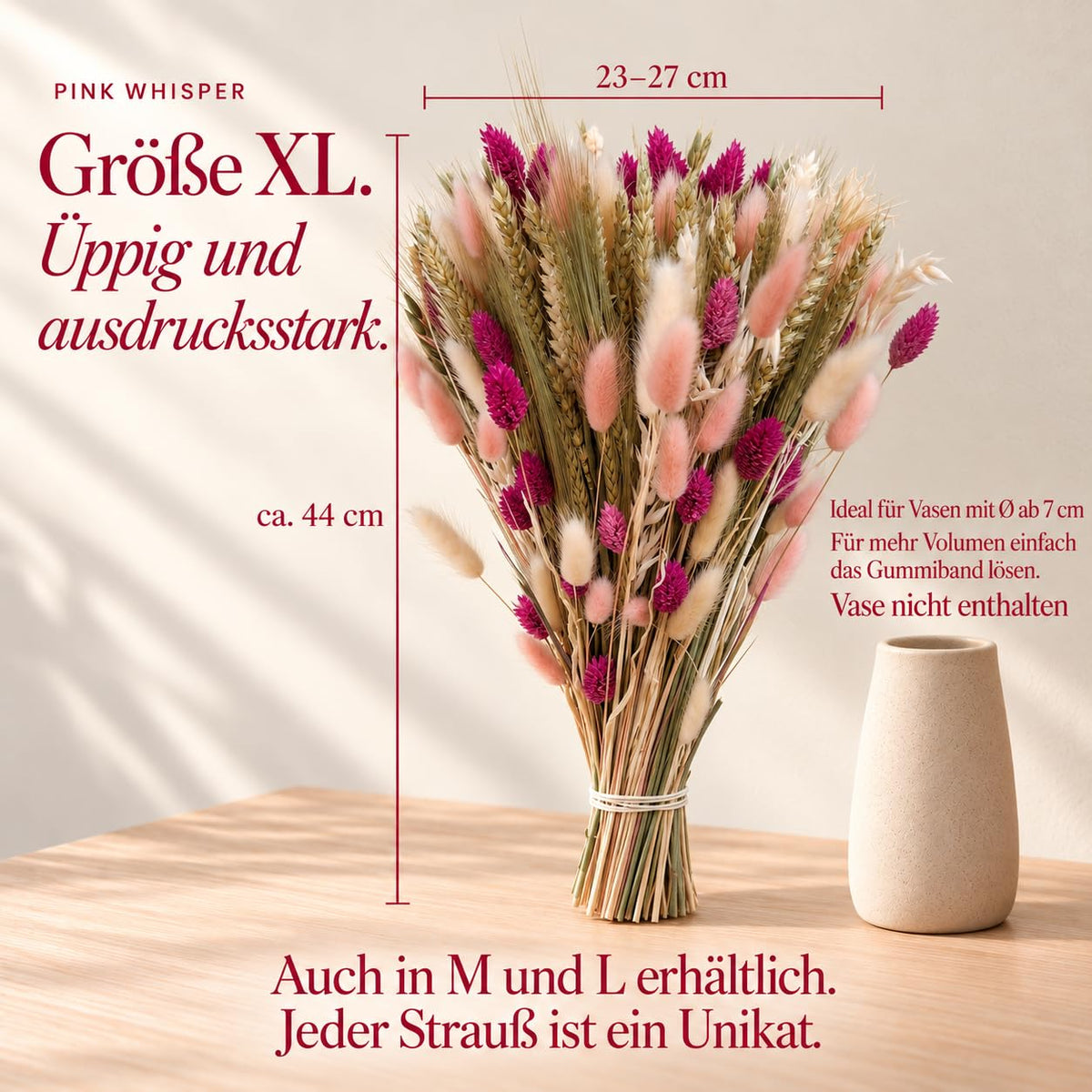Pink Whisper Trockenblumenstrauß – Bild 11