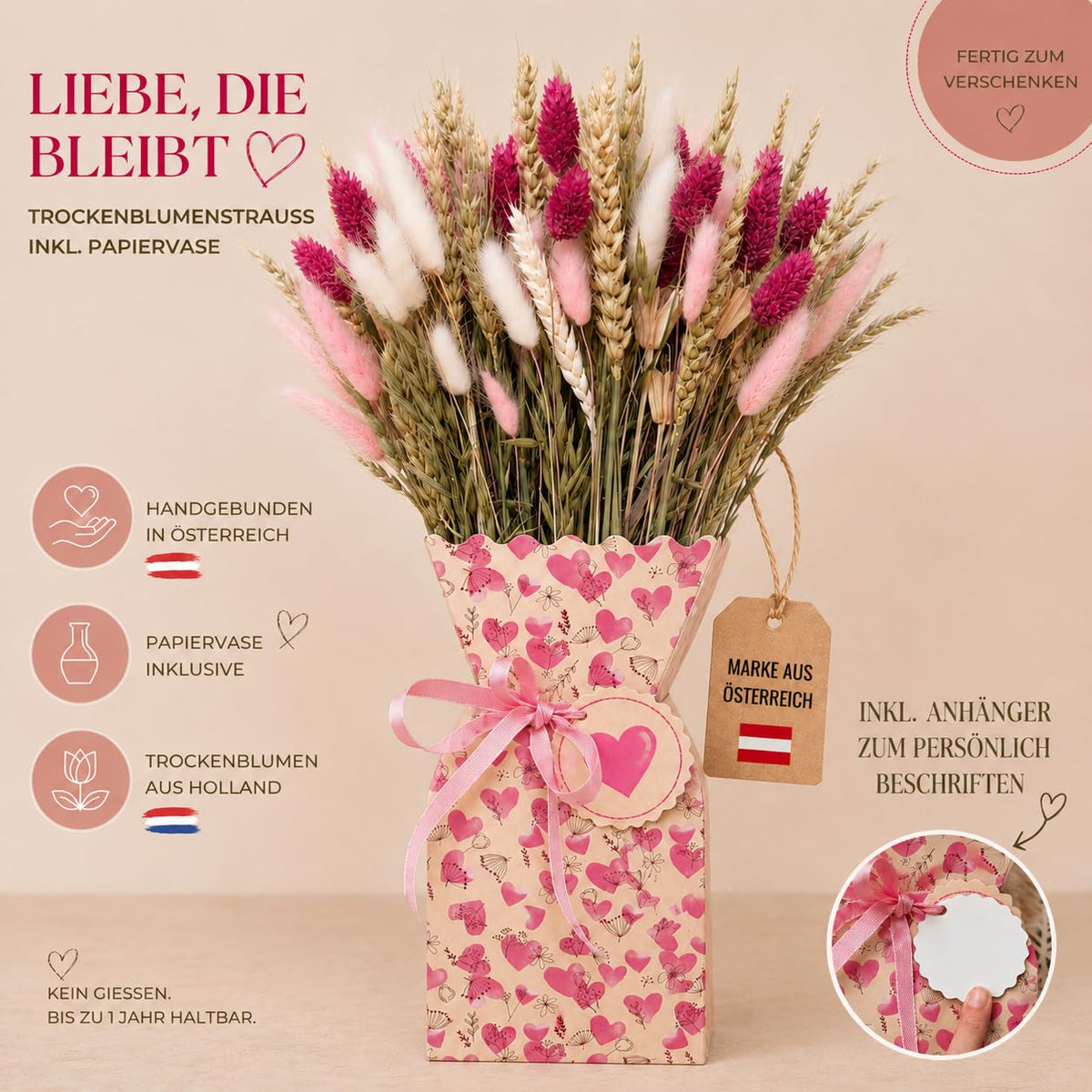 Trockenblumen Geschenkset mit Papiervase – Bild 10