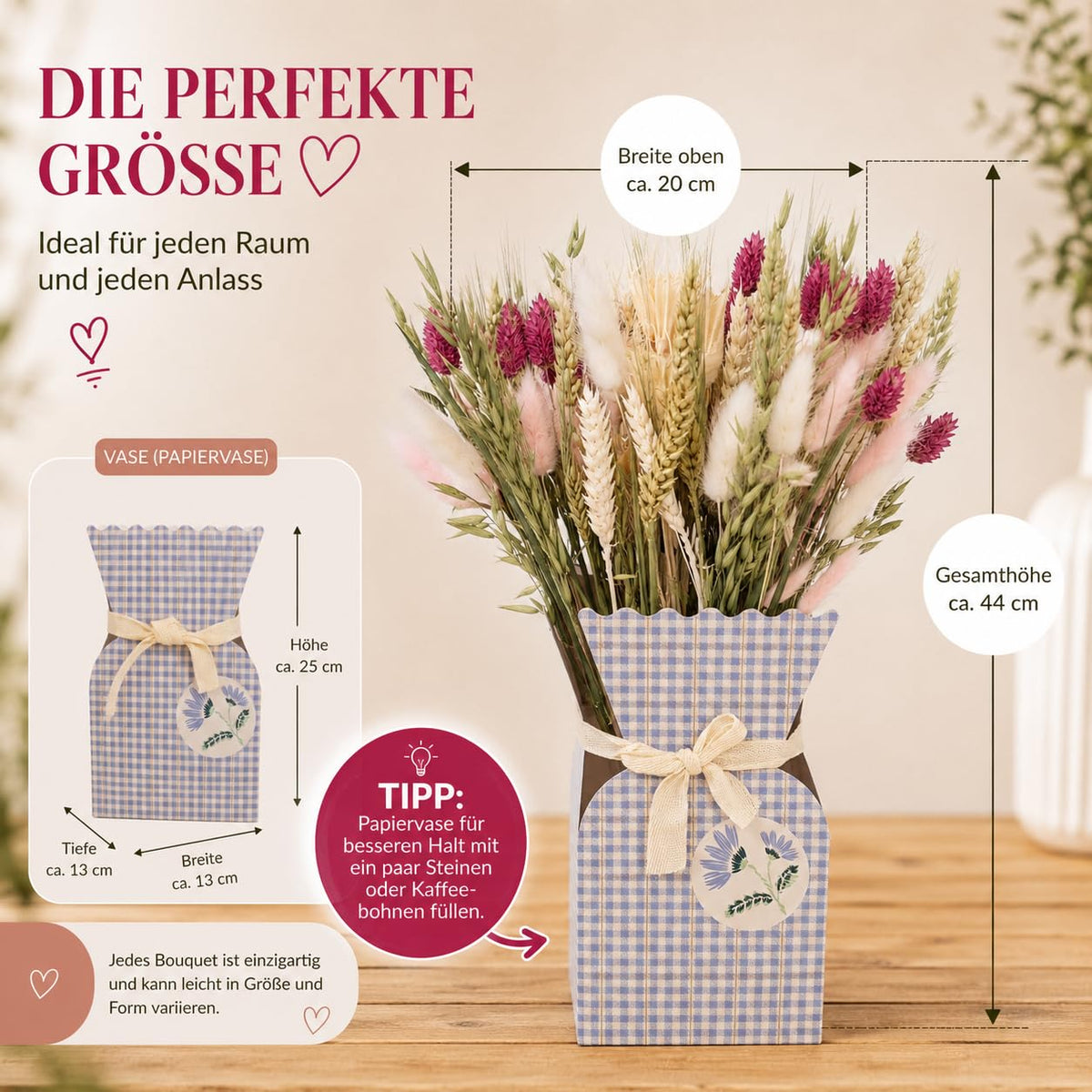 Trockenblumen Geschenkset mit Papiervase – Bild 12