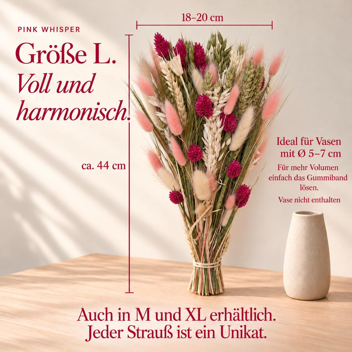 Pink Whisper Trockenblumenstrauß – Bild 7
