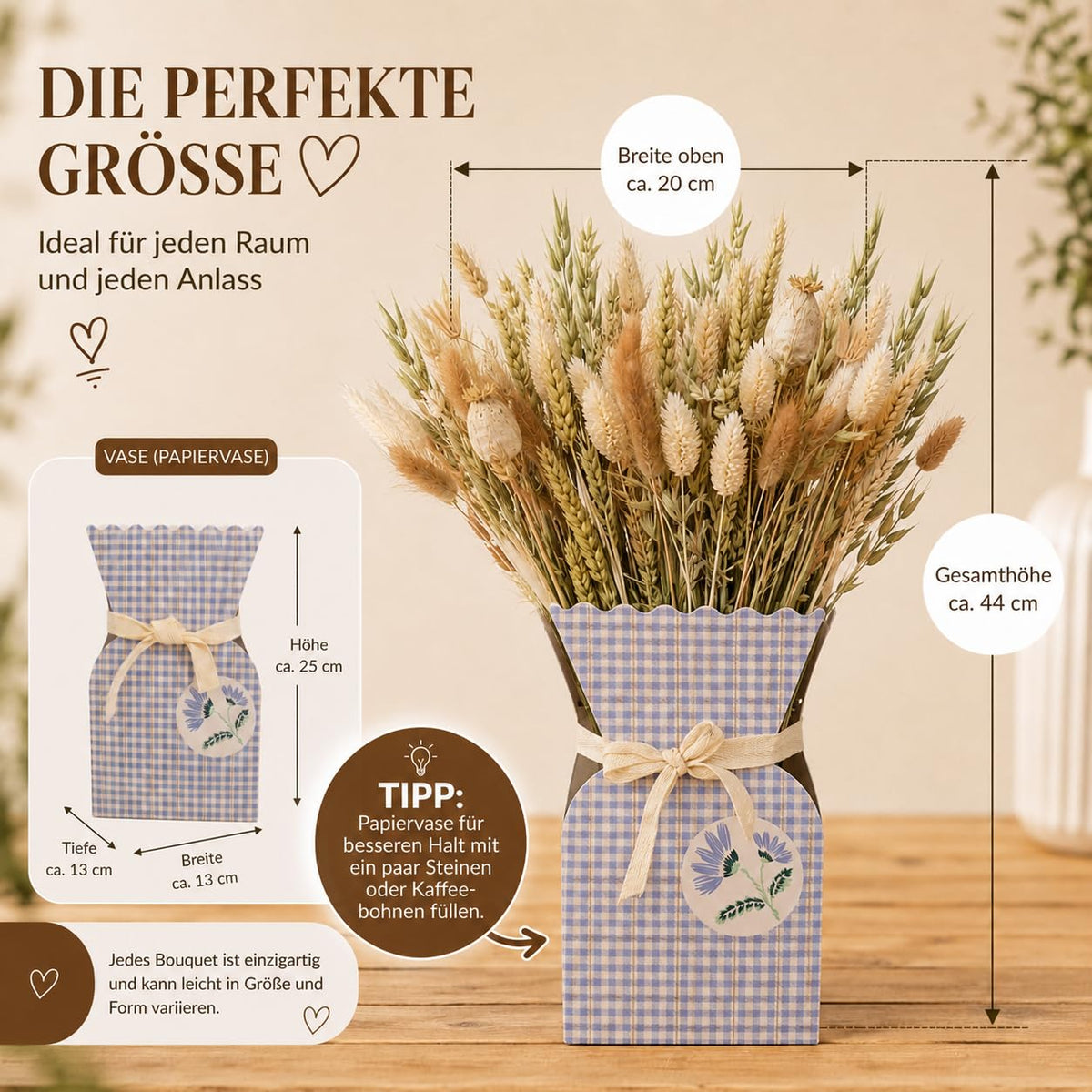 Trockenblumen Geschenkset mit Papiervase – Bild 2