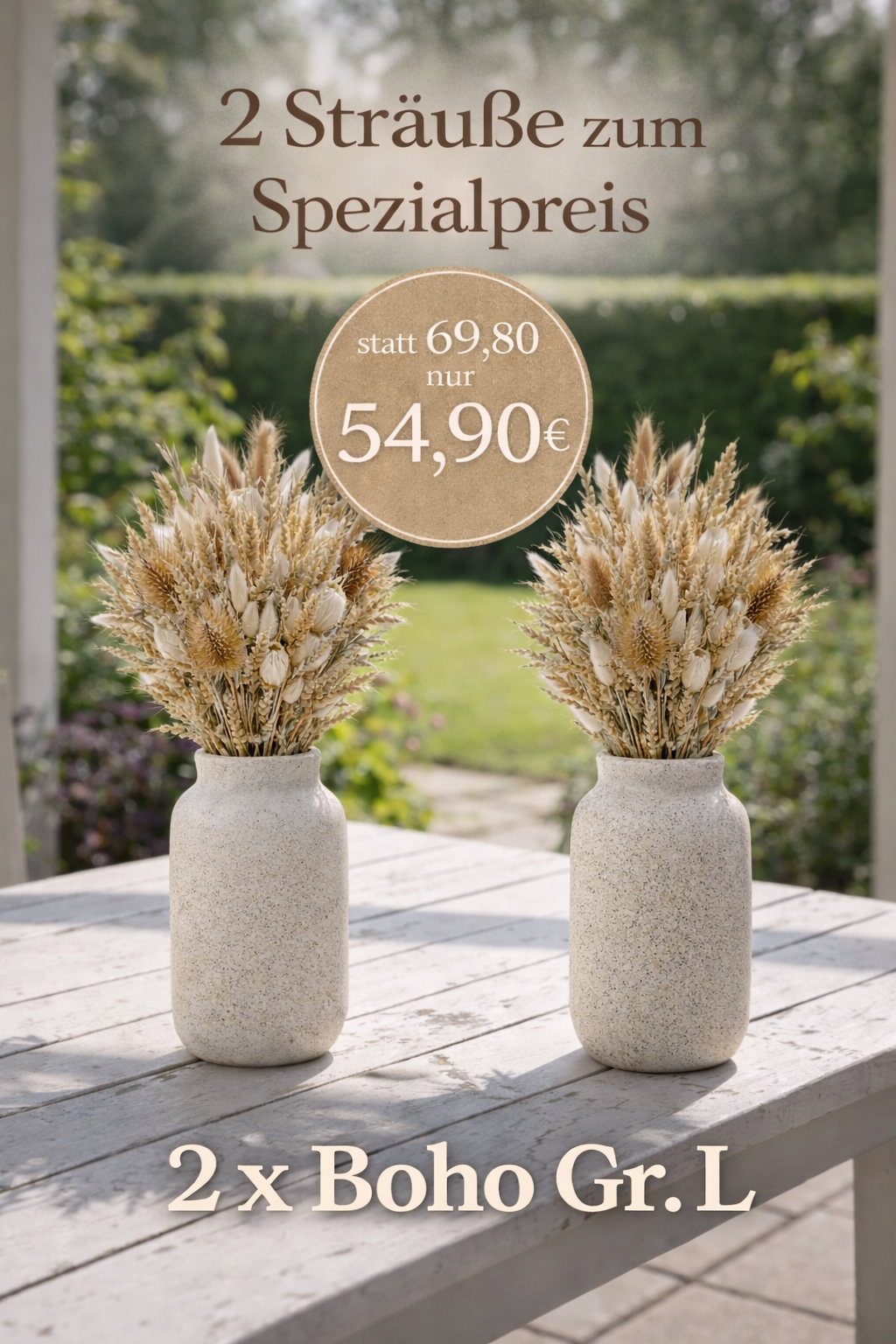 Trockenblumen Set Boho – 2 Sträuße Größe L zum Vorteilspreis