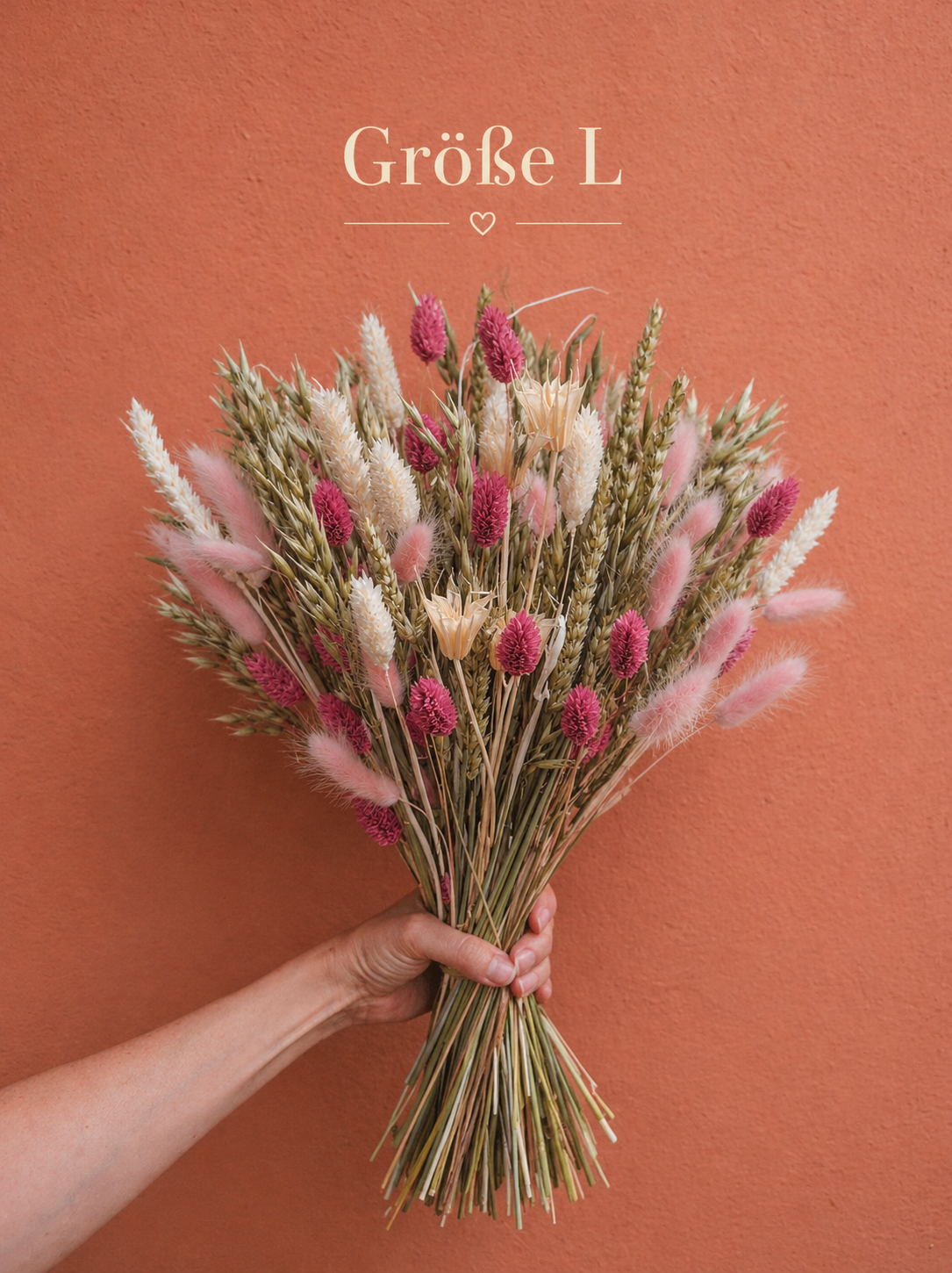 Trockenblumenstrauß Pink Whisper handgebunden Österreich Größe L