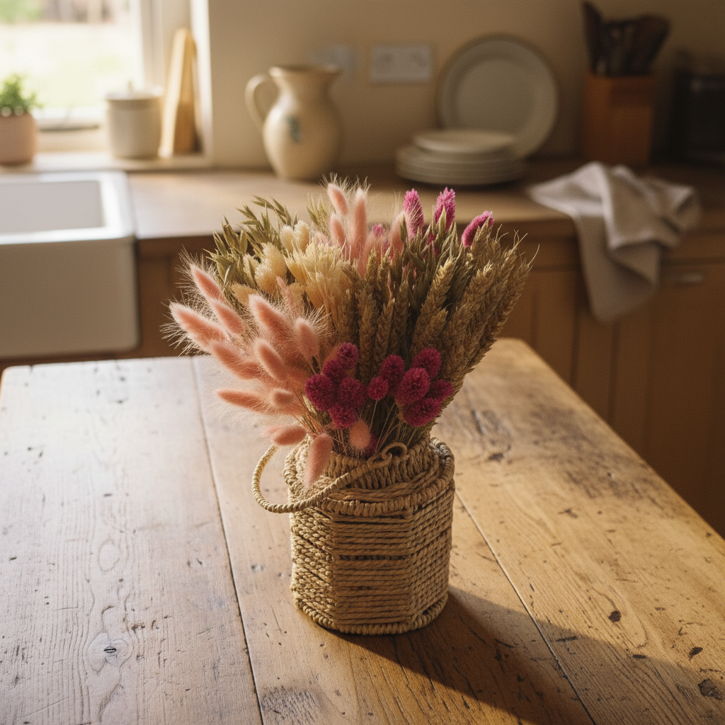 Trockenblumenstrauß Pink Whisper – natürlich & handgebunden Gr. L