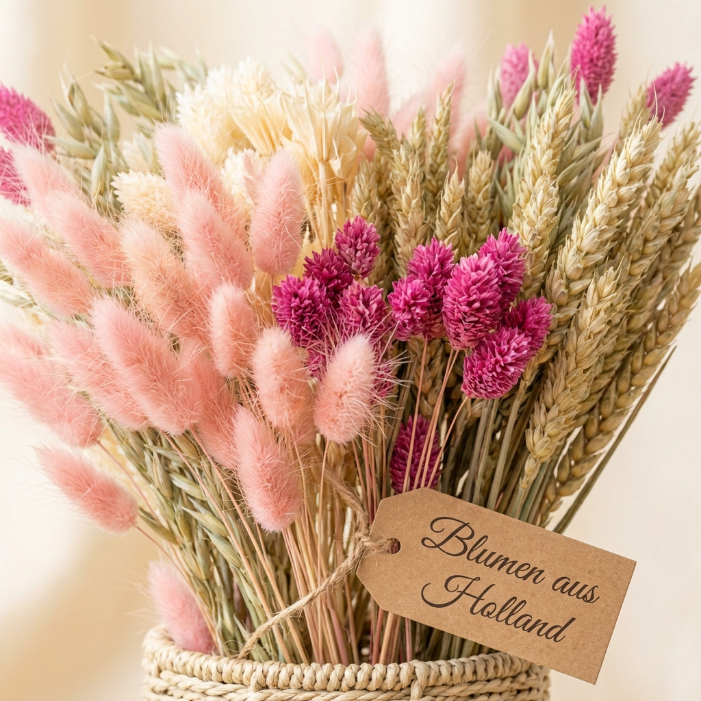 Trockenblumenstrauß Pink Whisper – natürlich & handgebunden Gr. M